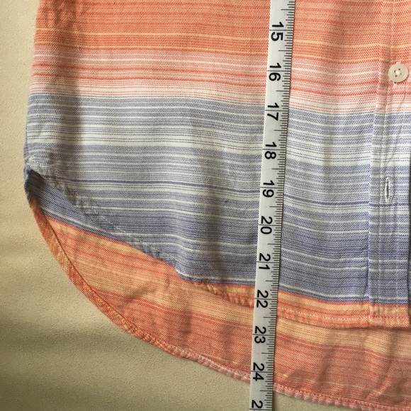 Orange and Blue striped summer button down Size XS - Picture 5 of 7